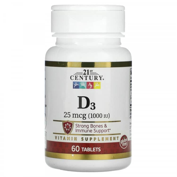 21ST CENTURY, D3, 25 MCG (1,000 IU), 60 TABLETS 1