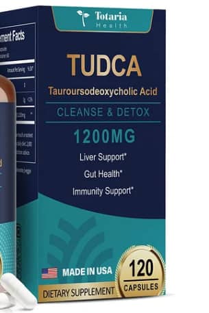 TUDCA Supplement 1200mg (Tauroursodeoxycholic Acid), 120 Capsules, Ultra Strength TUDCA Bile Salts Liver Supplements, Pure Tudca for Liver and Gallbladder Cleanse & Detox, Repair, Gut Health 1