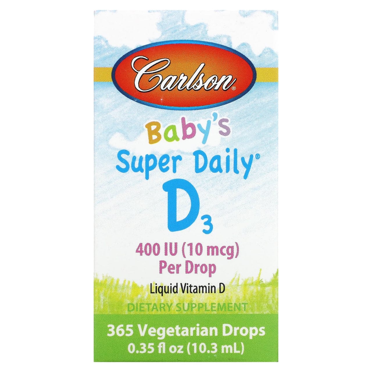Carlson, Baby's Super Daily® D3, 10 mcg (400 IU), 0.35 fl oz (10.3 ml)