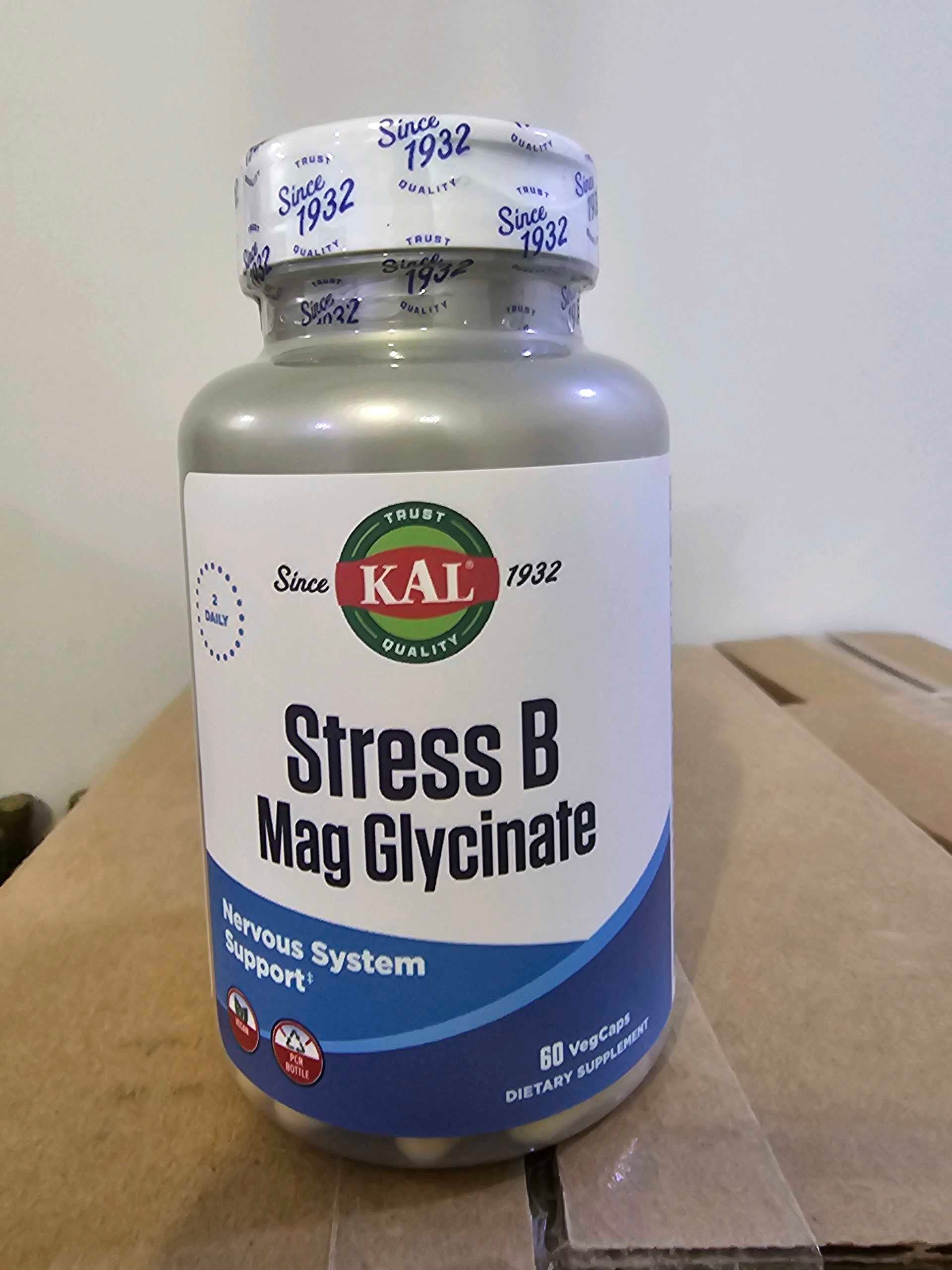 KAL Stress B Mag glycinate 60 vegcaps