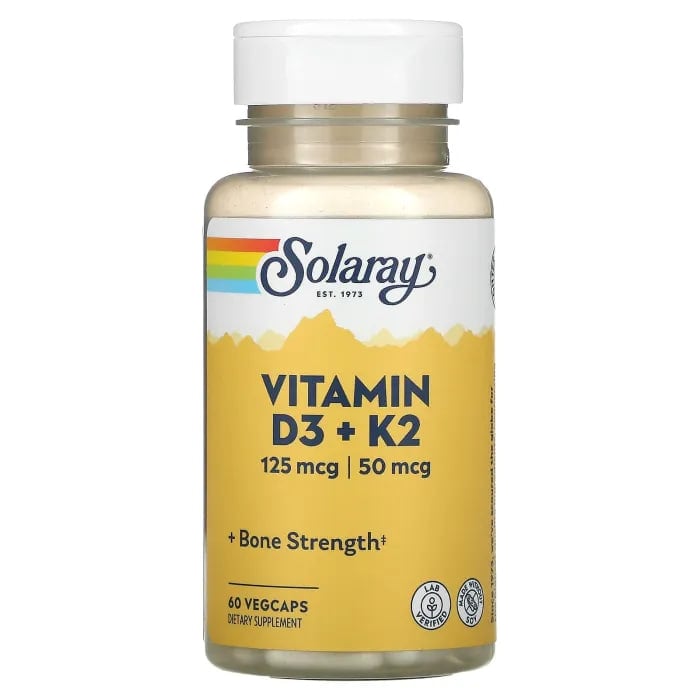 Solaray Vitamin D3 & K2, Soy-Free, 60 Veggie Capsules